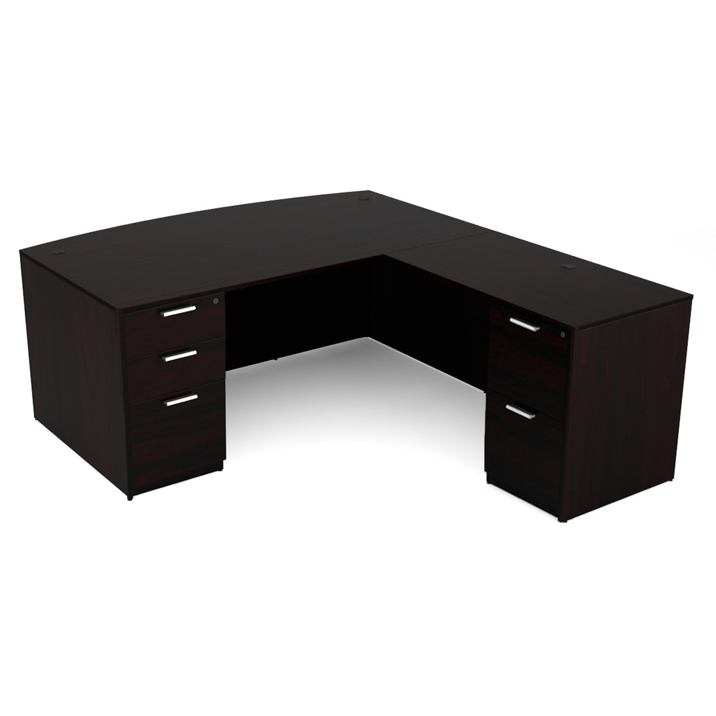 i5 Industries Kai Collection Bow Front L-Desk with Double Full Pedestals (71x78)