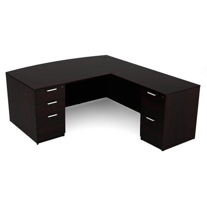 i5 Industries Kai Collection Bow Front L-Desk with Double Full Pedestals (71x84)