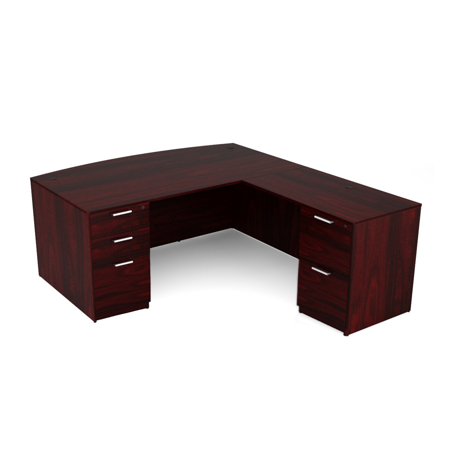 i5 Industries Kai Collection Bow Front L-Desk with Double Full Pedestals (71x84)