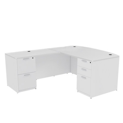 i5 Industries Kai Collection Bow Front L-Desk with Double Full Pedestals (71x78)