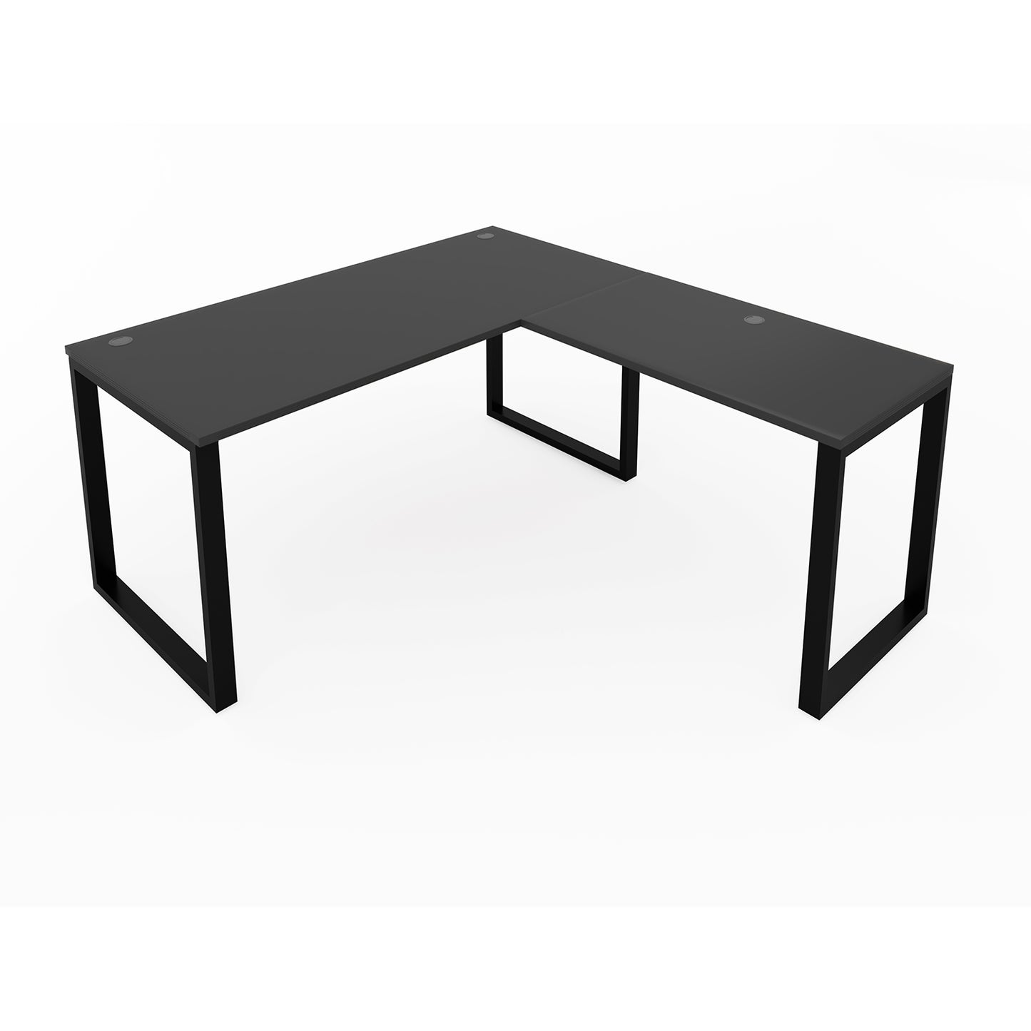 i5 Industries Fusion L-Shaped Metal Leg Desk with Grommets, 66″ x 78″