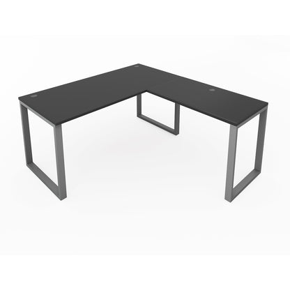 i5 Industries Fusion L-Shaped Metal Leg Desk with Grommets, 66″ x 78″