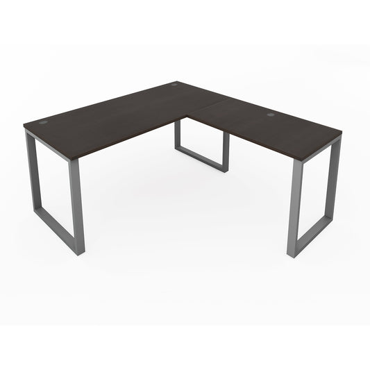 i5 Industries Fusion L-Shaped Metal Leg Desk with Grommets, 66″ x 72″