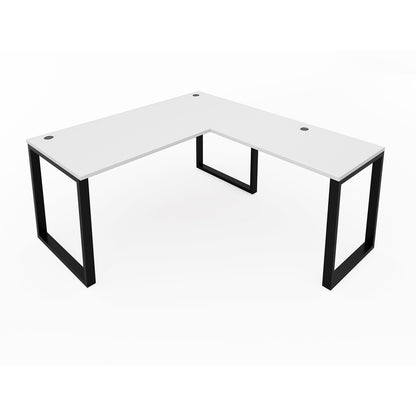 i5 Industries Fusion L-Shaped Metal Leg Desk with Grommets, 66″ x 78″