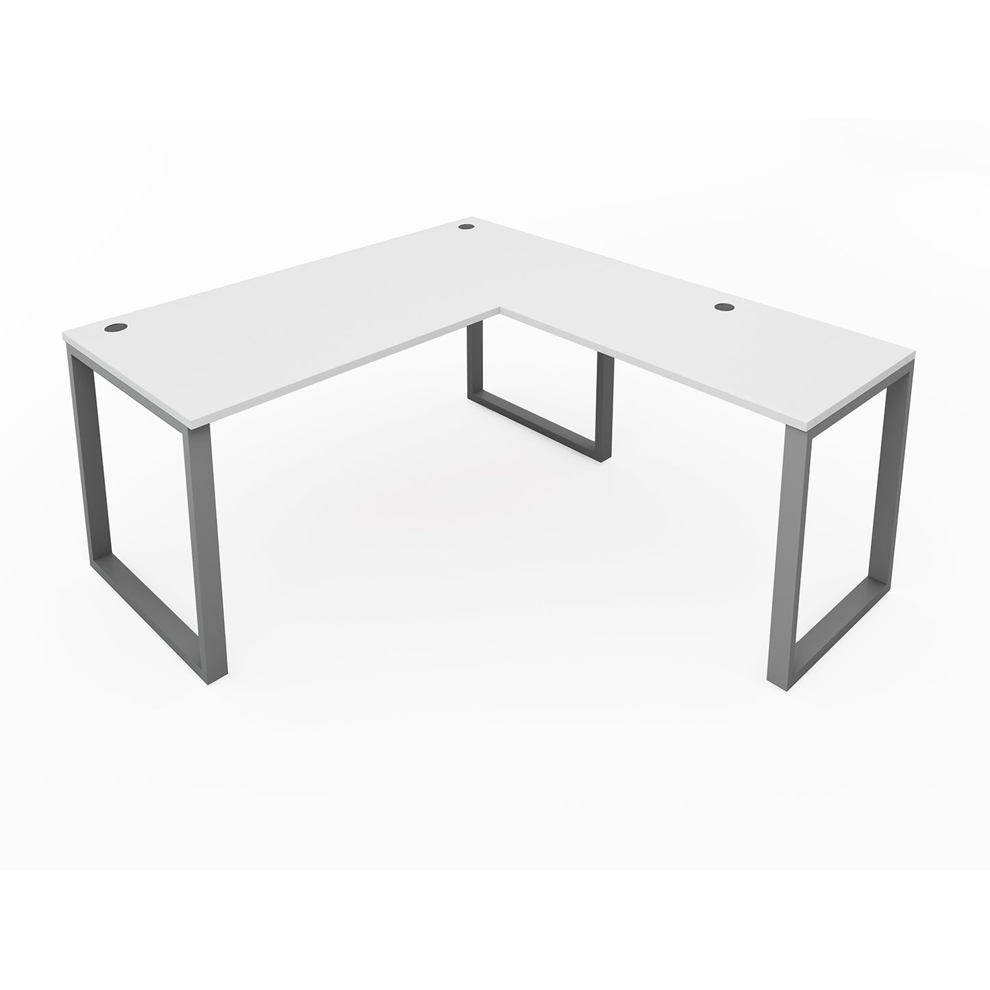 i5 Industries Fusion L-Shaped Metal Leg Desk with Grommets, 66″ x 78″