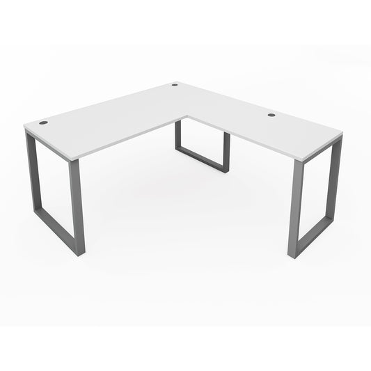 i5 Industries Fusion L-Shaped Metal Leg Desk with Grommets, 60″ x 78″