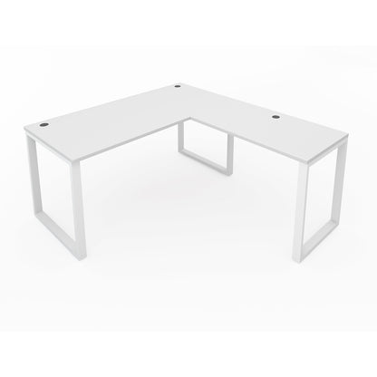 i5 Industries Fusion L-Shaped Metal Leg Desk with Grommets, 66″ x 78″