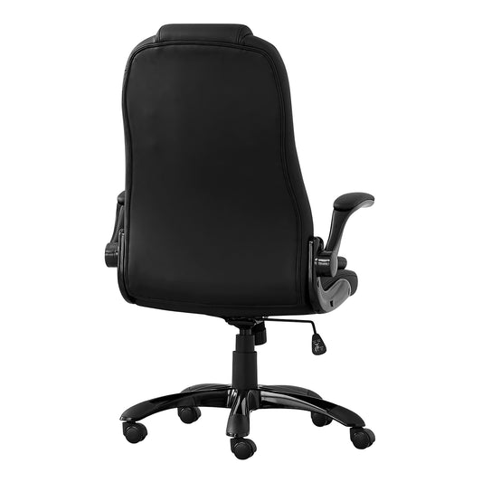 OFFICE CHAIR - BLACK LEATHER-LOOK / HIGH BACK EXECUTIVE