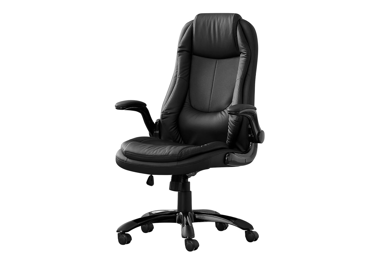 OFFICE CHAIR - BLACK LEATHER-LOOK / HIGH BACK EXECUTIVE