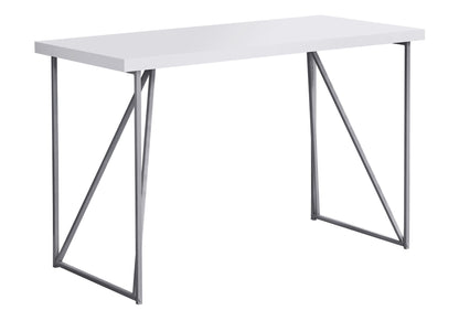 Computer Desk/ Writing Desk/ Minimalist 48"White/Silver