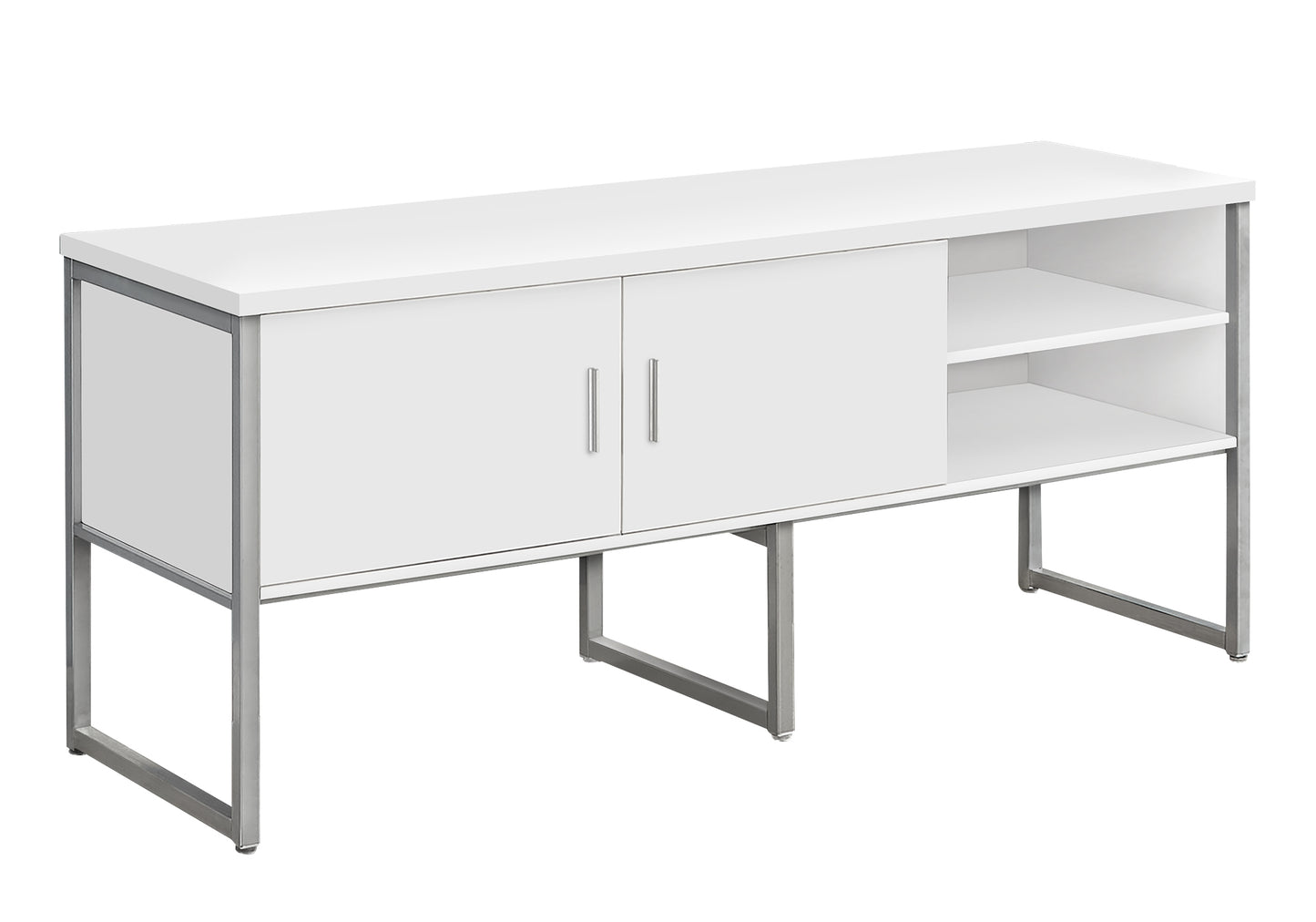 OFFICE CREDENZA - 72"L WHITE / SILVER COMMERCIAL GRADE