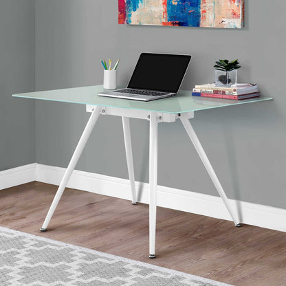 Computer Desk/ 28x48/ White/ 8 MM Tempered Glass