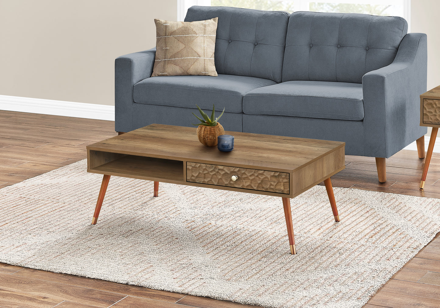 COFFEE TABLE - WALNUT MID-CENTURY WITH A DRAWER