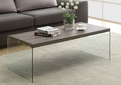 COFFEE TABLE - DARK TAUPE WITH TEMPERED GLASS