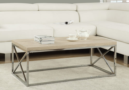 COFFEE TABLE - NATURAL WITH CHROME METAL