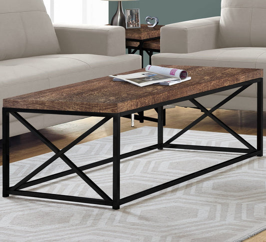 COFFEE TABLE - BROWN RECLAIMED WOOD-LOOK / BLACK METAL