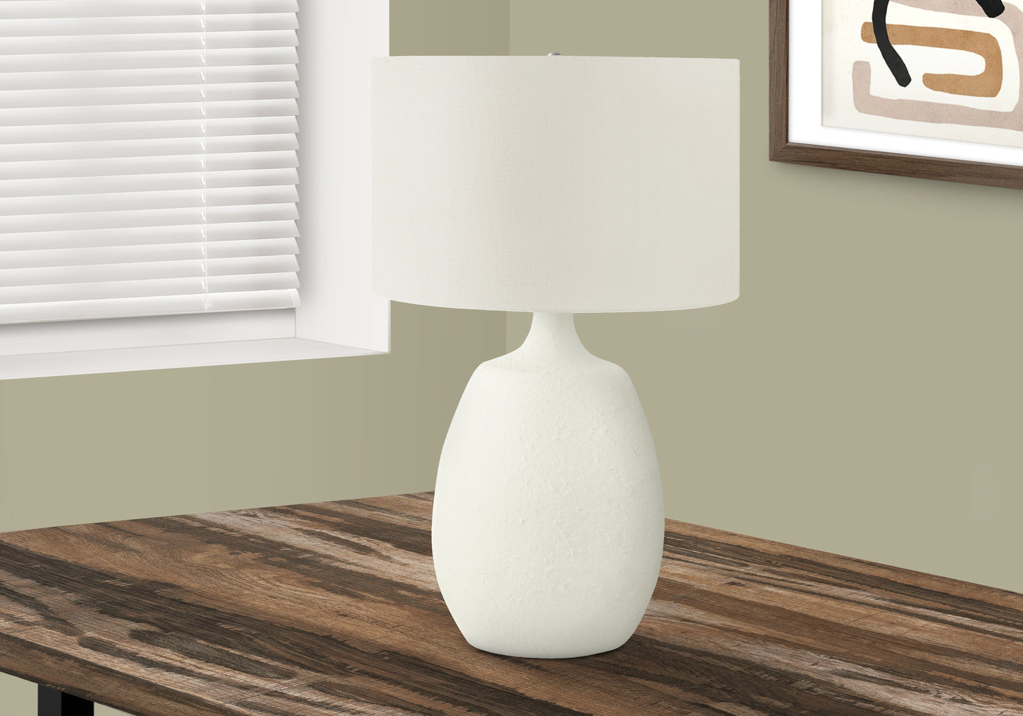 LIGHTING - 26"H TABLE LAMP CREAM RESIN / IVORY SHADE