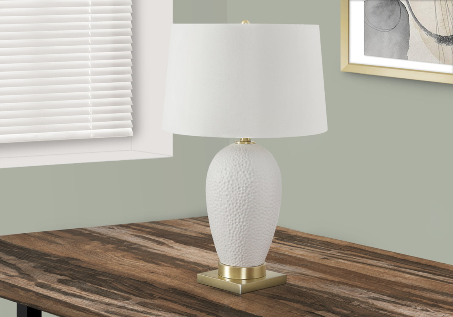 LIGHTING - 26"H TABLE LAMP WHITE CERAMIC / IVORY SHADE