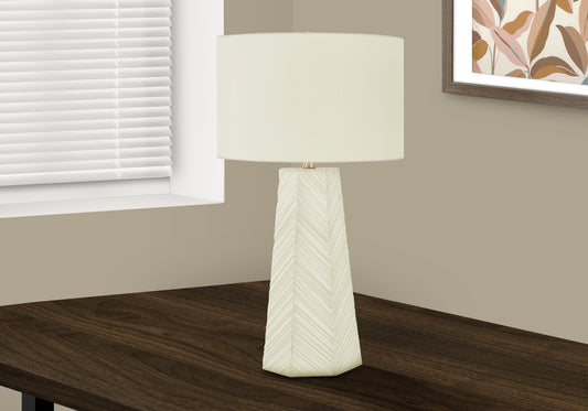 LIGHTING - 29"H TABLE LAMP WHITE CERAMIC / IVORY SHADE