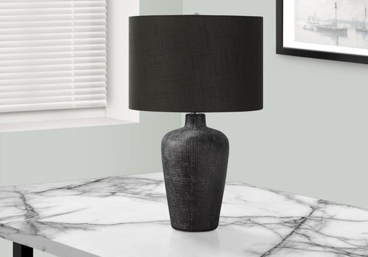 LIGHTING - 24"H TABLE LAMP BLACK CERAMIC / BLACK SHADE