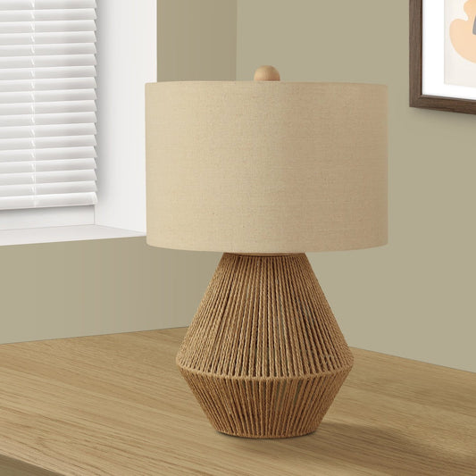 LIGHTING - 22"H TABLE LAMP BROWN ROPE / BEIGE SHADE