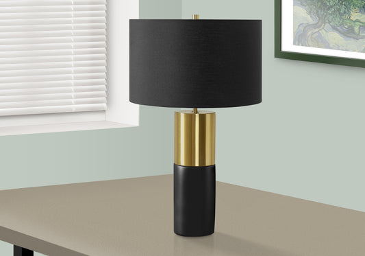 LIGHTING - 25"H TABLE LAMP BLACK CONCRETE / BLACK SHADE