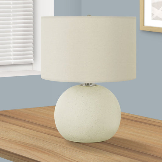 LIGHTING - 18"H TABLE LAMP CREAM CERAMIC / IVORY SHADE