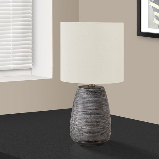 LIGHTING - 19"H TABLE LAMP GREY CERAMIC / IVORY SHADE