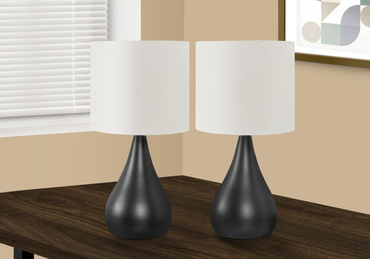 LIGHTING - 2PCS / 18"H TABLE LAMP BLACK / IVORY SHADE