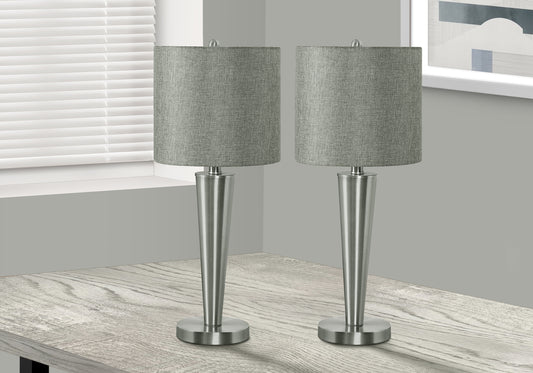 LIGHTING - 2PCS / 24"H TABLE LAMP NICKEL / GREY / USB