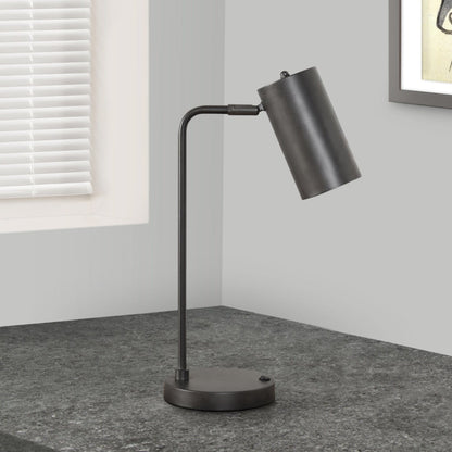 LIGHTING - 18"H DESK/TABLE LAMP GREY METAL / GREY SHADE / USB