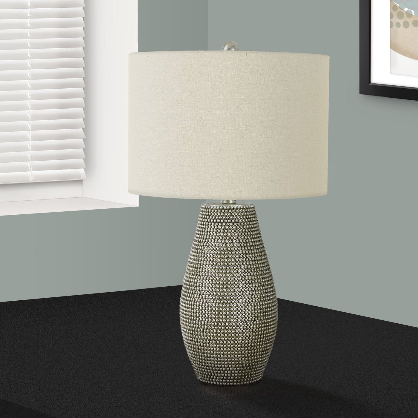 LIGHTING - 24"H TABLE LAMP GREY RESIN / IVORY SHADE