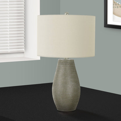 LIGHTING - 24"H TABLE LAMP GREY RESIN / IVORY SHADE