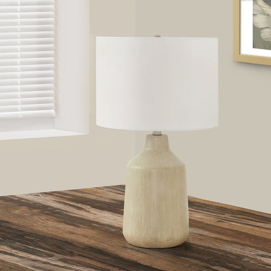 LIGHTING - 24"H TABLE LAMP BEIGE CONCRETE / IVORY SHADE