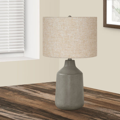 LIGHTING - 24"H TABLE LAMP GREY CONCRETE / BEIGE SHADE