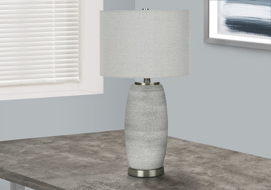 LIGHTING - 25"H TABLE LAMP GREY CERAMIC / GREY SHADE