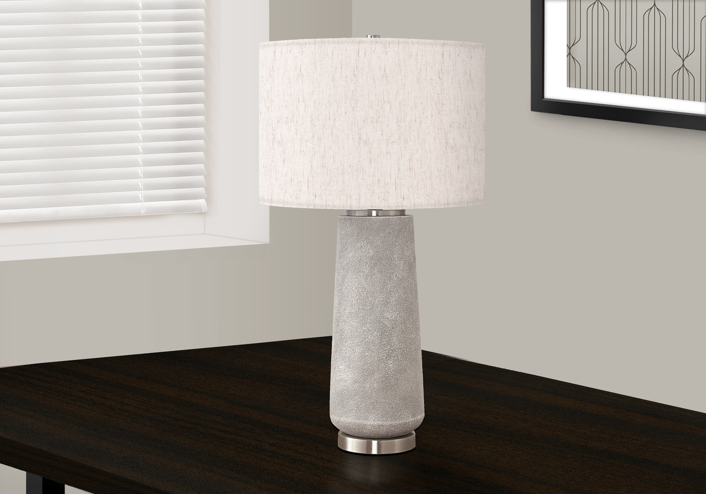 LIGHTING - 29"H TABLE LAMP GREY RESIN / IVORY SHADE