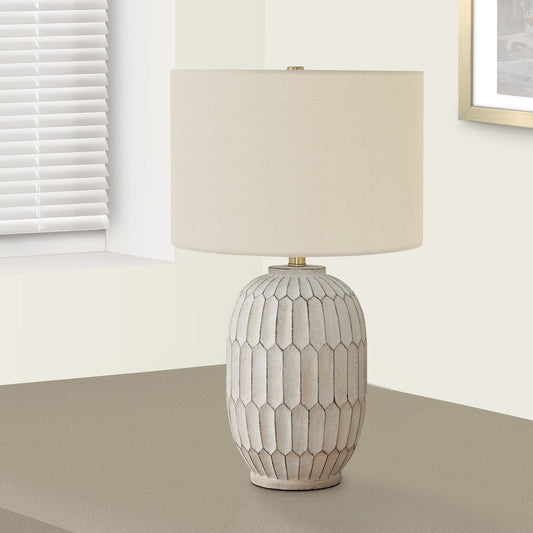 LIGHTING - 24"H TABLE LAMP CREAM RESIN / IVORY SHADE