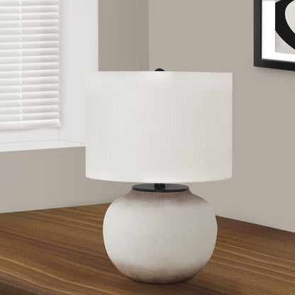 LIGHTING - 21"H TABLE LAMP CREAM CERAMIC / IVORY SHADE