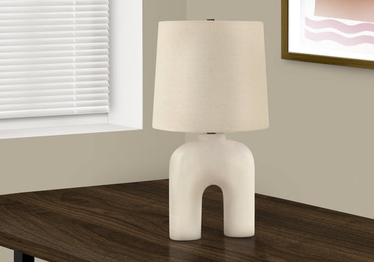 LIGHTING - 25"H TABLE LAMP CREAM RESIN / BEIGE SHADE