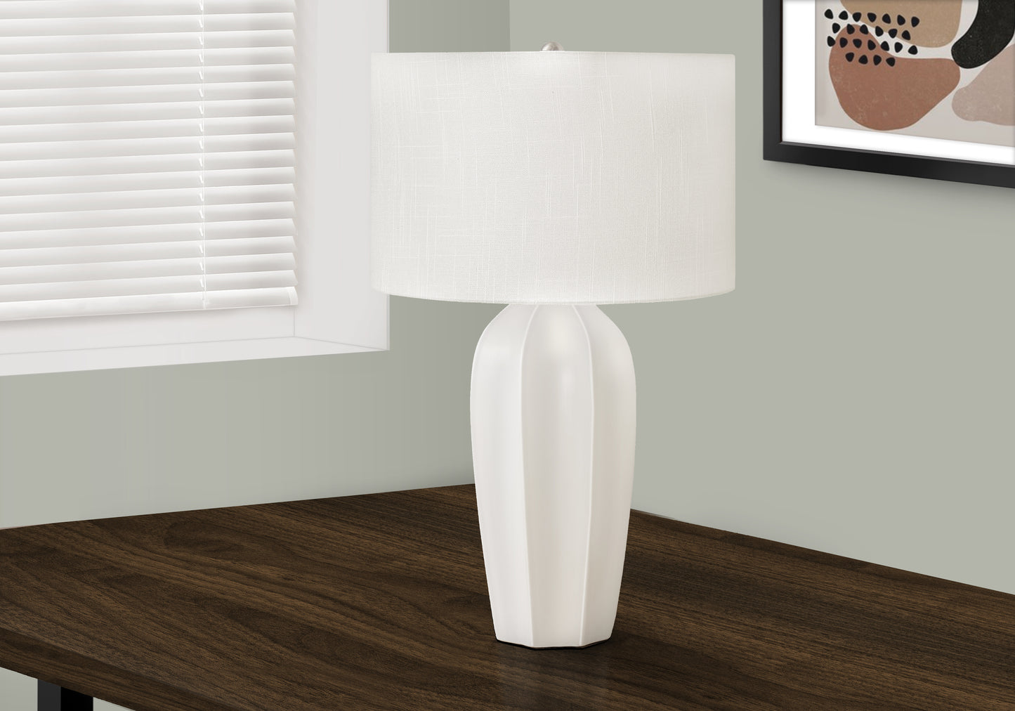 LIGHTING - 27"H TABLE LAMP CREAM CERAMIC / IVORY SHADE