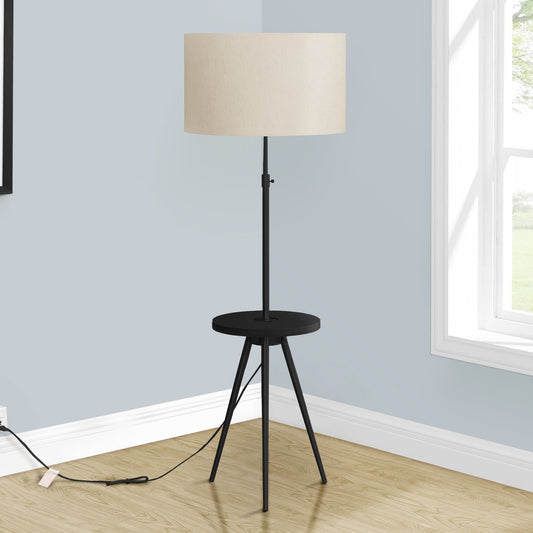 LIGHTING - 63"H TRIPOD FLOOR LAMP BLACK METAL / USB