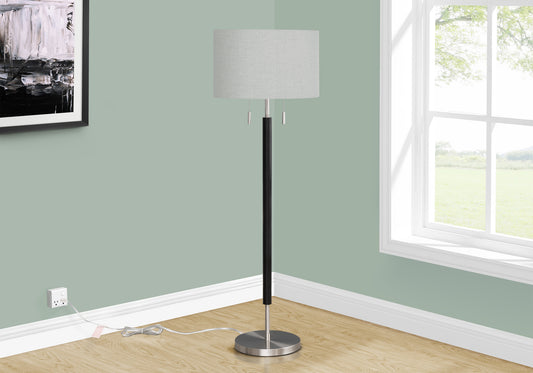 LIGHTING - 60"H FLOOR LAMP NICKEL METAL / GREY