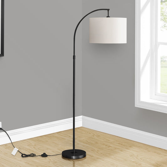 LIGHTING - 65"H ARC FLOOR LAMP BLACK METAL / IVORY