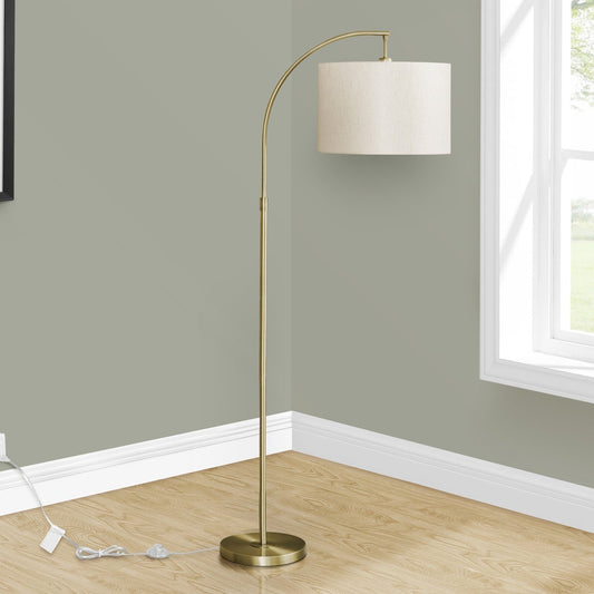 LIGHTING - 65"H ARC FLOOR LAMP BRASS METAL / IVORY