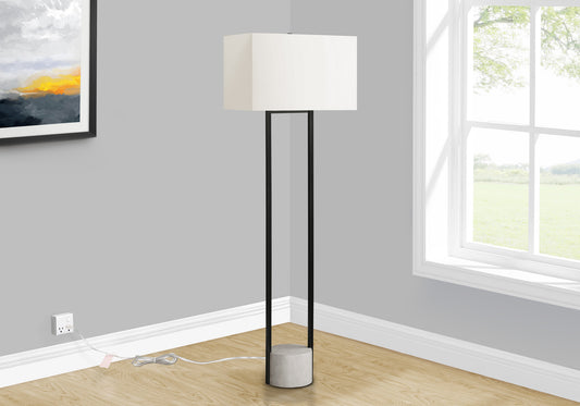 LIGHTING - 62"H FLOOR LAMP BLACK METAL / IVORY