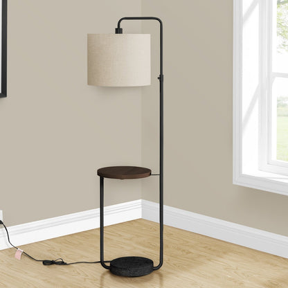 LIGHTING - 67"H FLOOR LAMP BLACK METAL / IVORY / USB