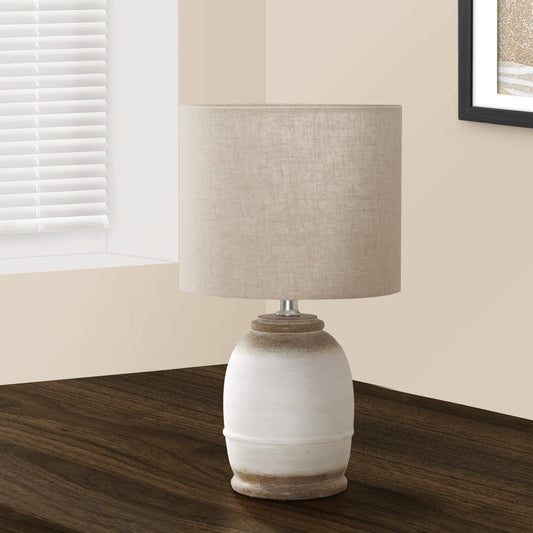 LIGHTING - 16"H TABLE LAMP CREAM RESIN / BEIGE SHADE