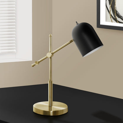 LIGHTING - 18"H DESK LAMP BRASS METAL / BLACK SHADE