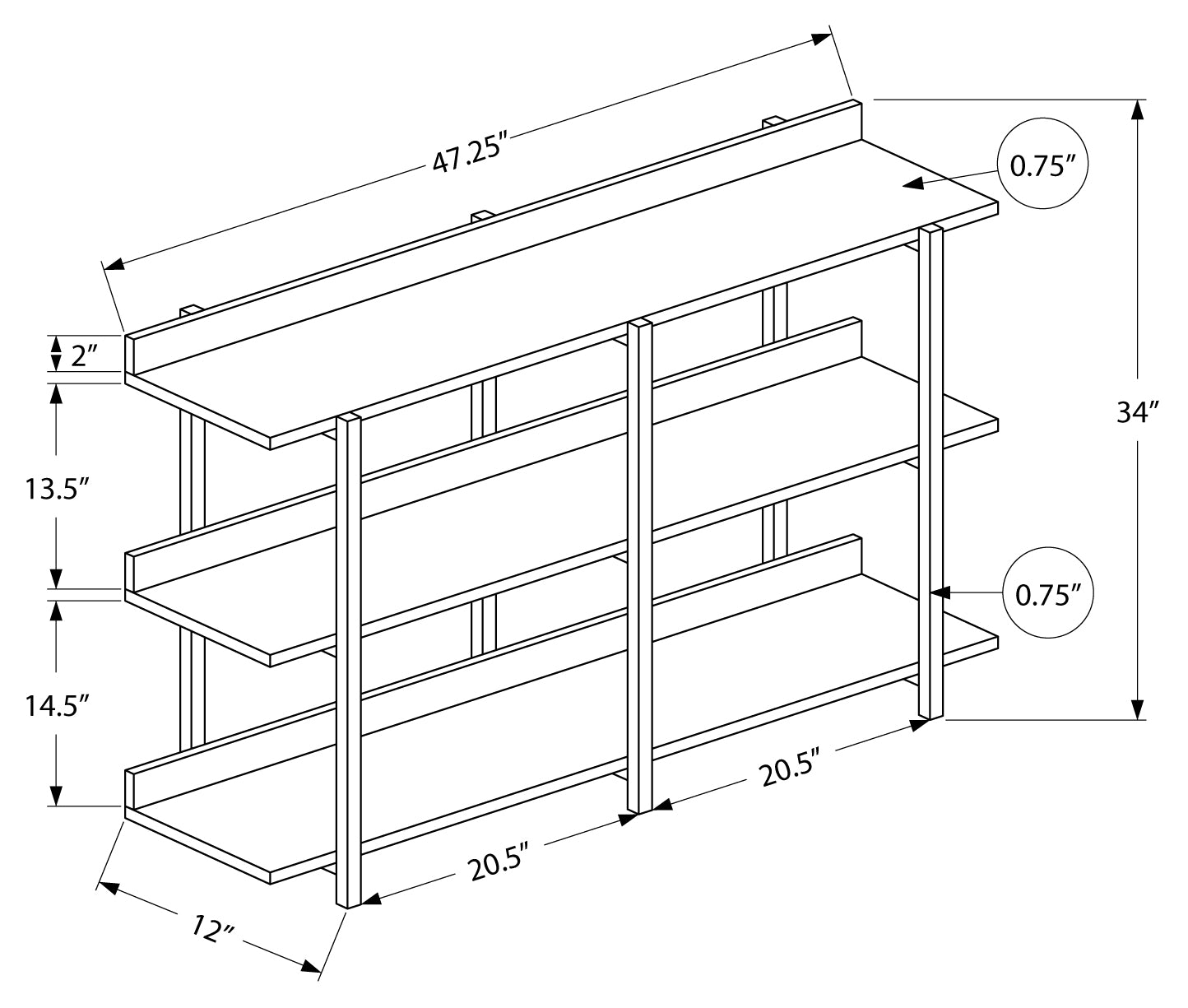 Accent Table/ 48"L/ 3 Tier/ Eight Color Choices